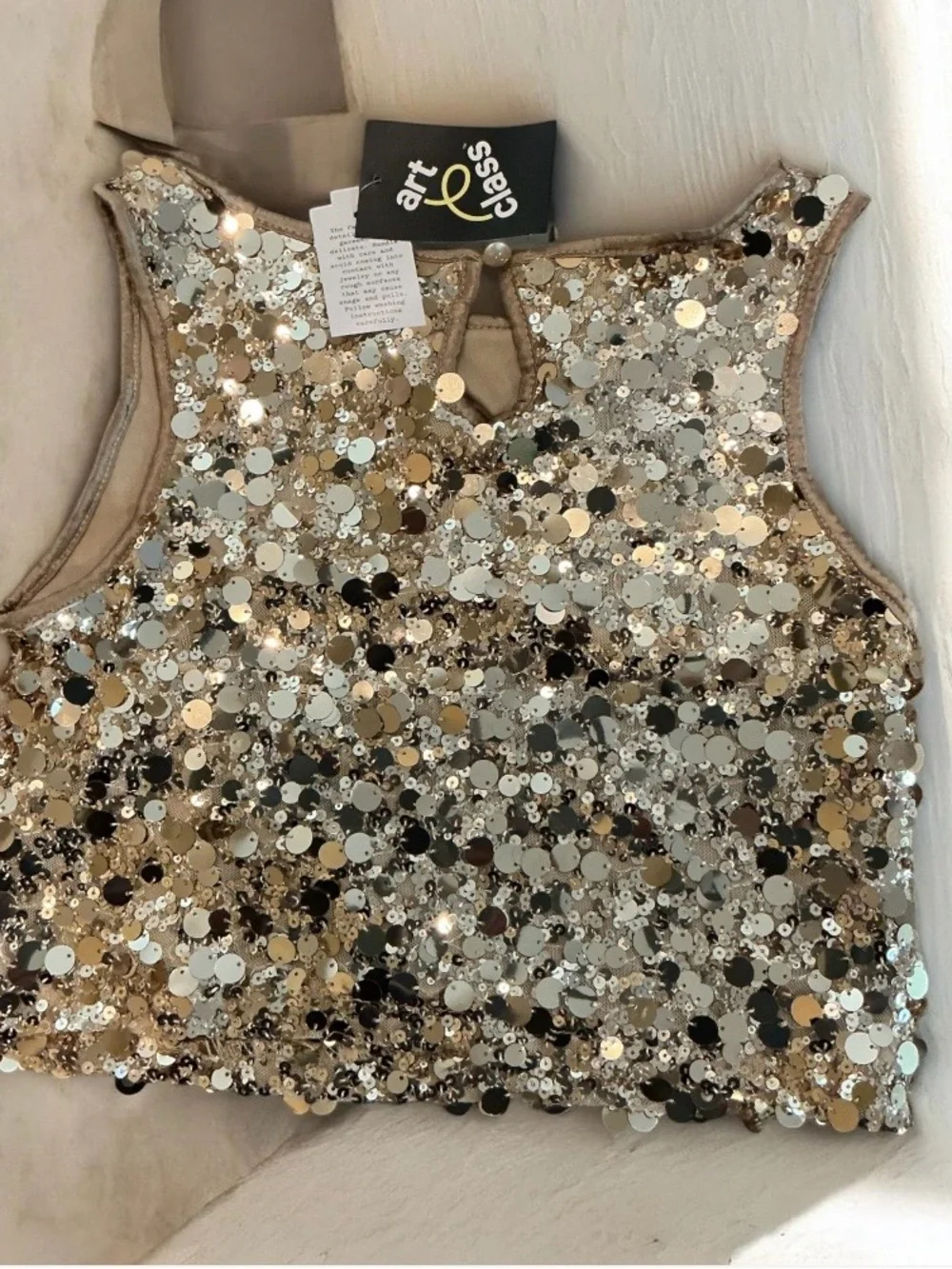 Buy 1 get one 50% off art class Gold Sequin Tank Top